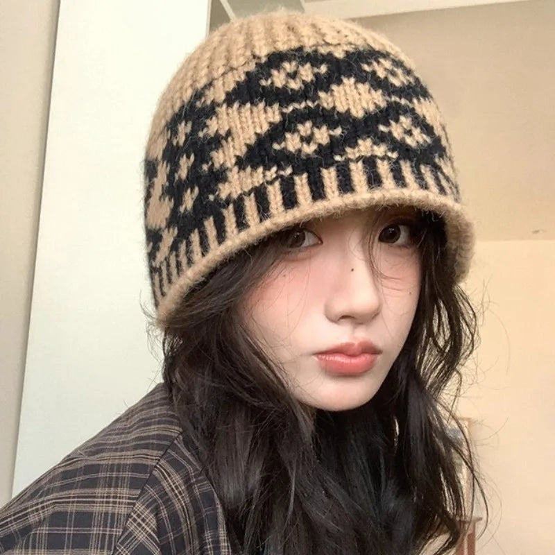 Korean Retro Knitted Wool Bucket Hat