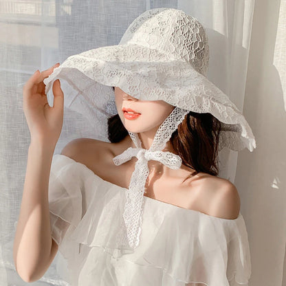 Elegant Lace Wide Brim Bucket Hat