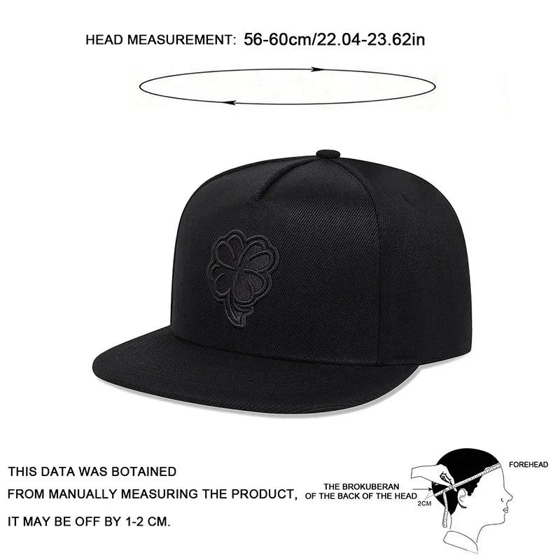 Unisex Clover Embroidered Casual Trucker Snapback Cap