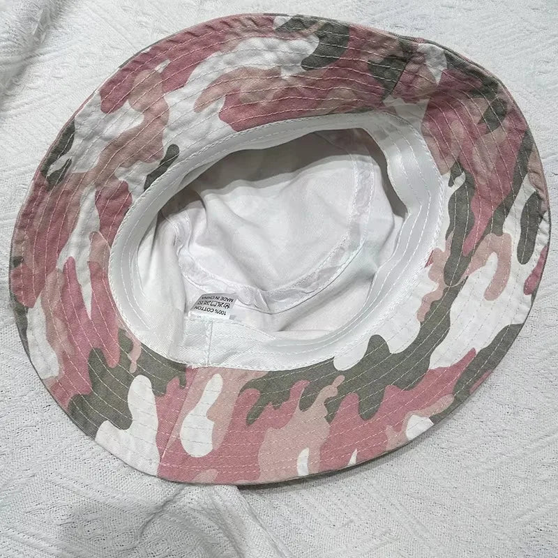 Washed Cotton Camouflage Outdoor Fisherman Bucket Hat