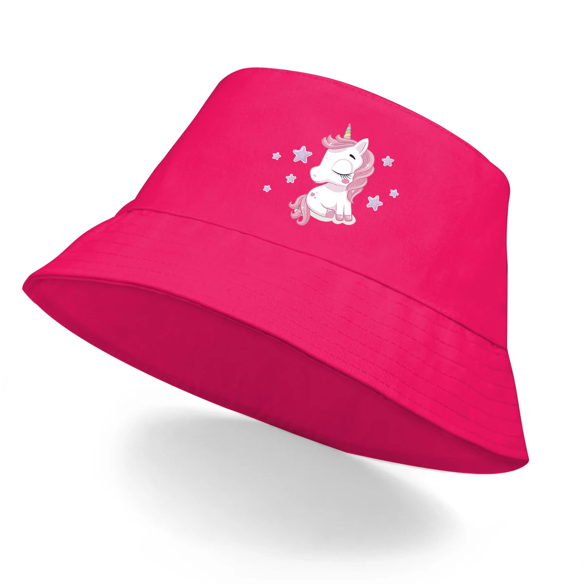 Pink Cartoon Unicorn Print Trendy Bucket Hat