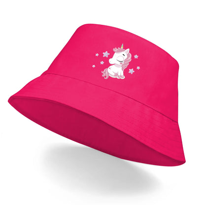 Pink Cartoon Unicorn Print Trendy Bucket Hat