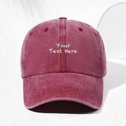 Custom Text Vintage Washed Cotton Baseball Cap