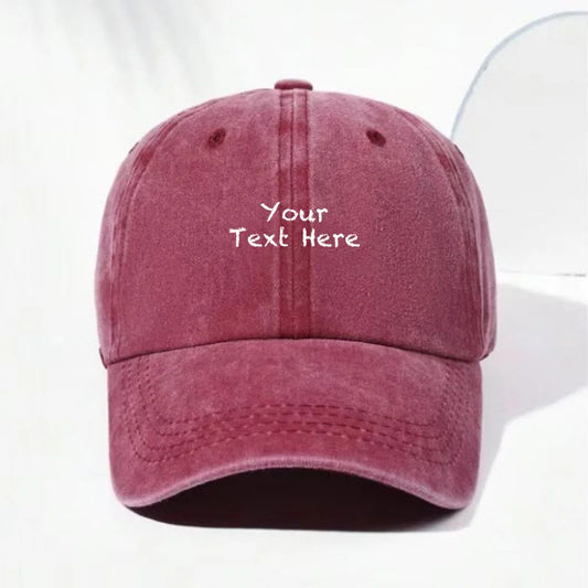 Custom Text Vintage Washed Cotton Baseball Cap