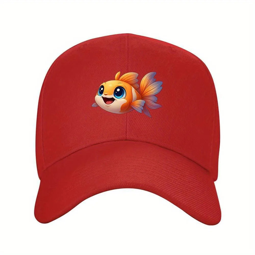 Cute Goldfish Cartoon Eye Print Adjustable Baseball Cap