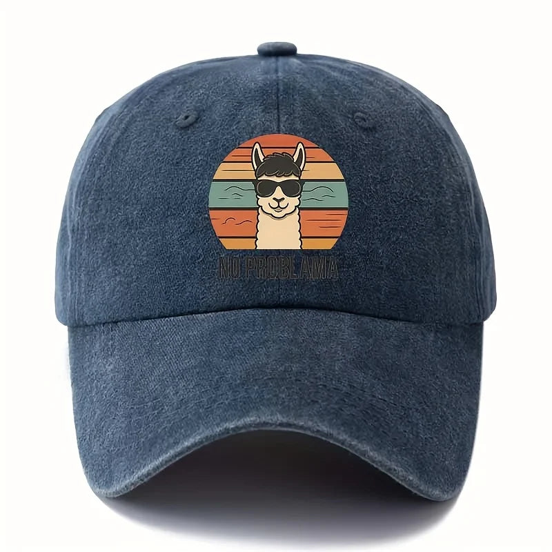 Cartoon Alpaca Curved Brim Baseball Cap