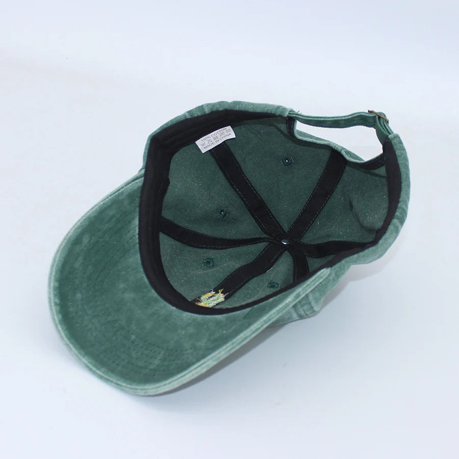 Lucky Clover Embroidery Vintage Washed Cotton Baseball Cap