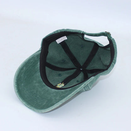 Lucky Clover Embroidery Vintage Washed Cotton Baseball Cap