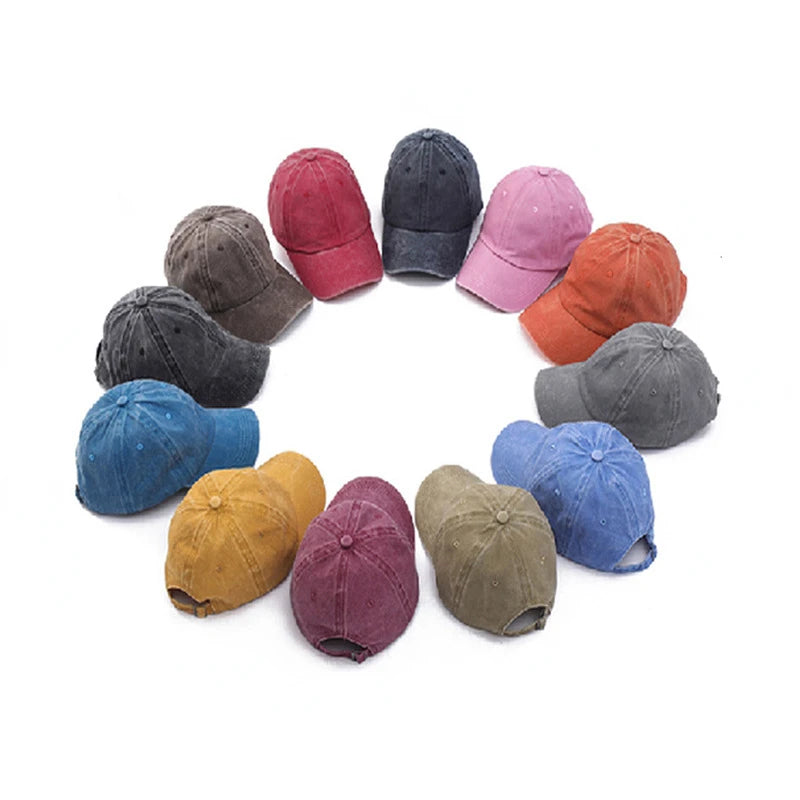 Solid Washed Denim Vintage Baseball Cap