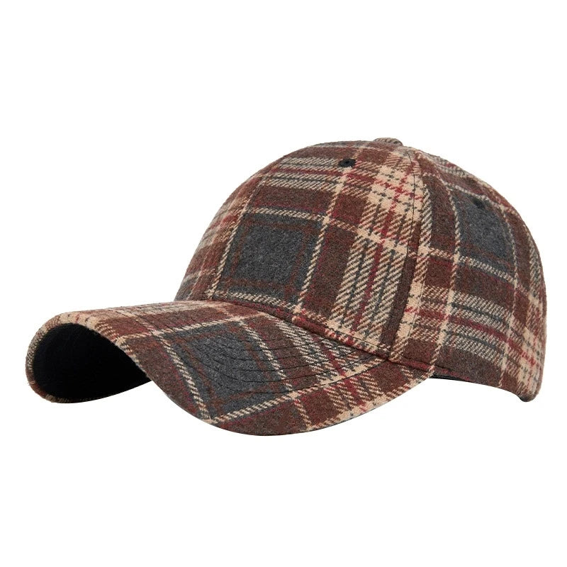 Classic Plaid Hard Brim Face Slimming Duckbill Baseball Hat