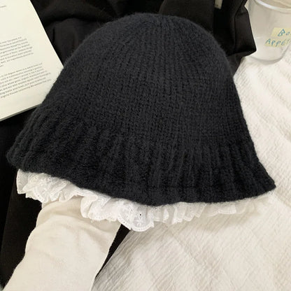 Korean Lace Knit Cute Bucket Hat