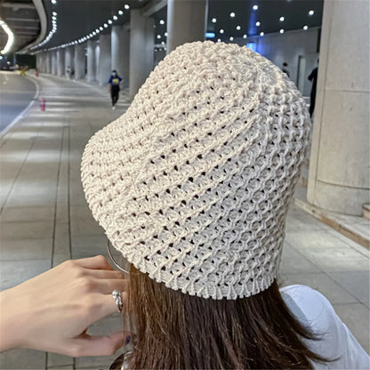 Summer Thin Woolen Knitted Leisure Bucket Hat