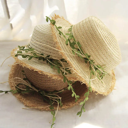 Womens Rattan Weave Wide Brim Bow Bucket Hat