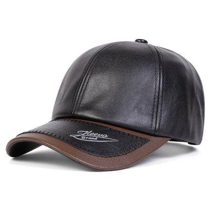 Brim Print Leather Adjustable Baseball Hat