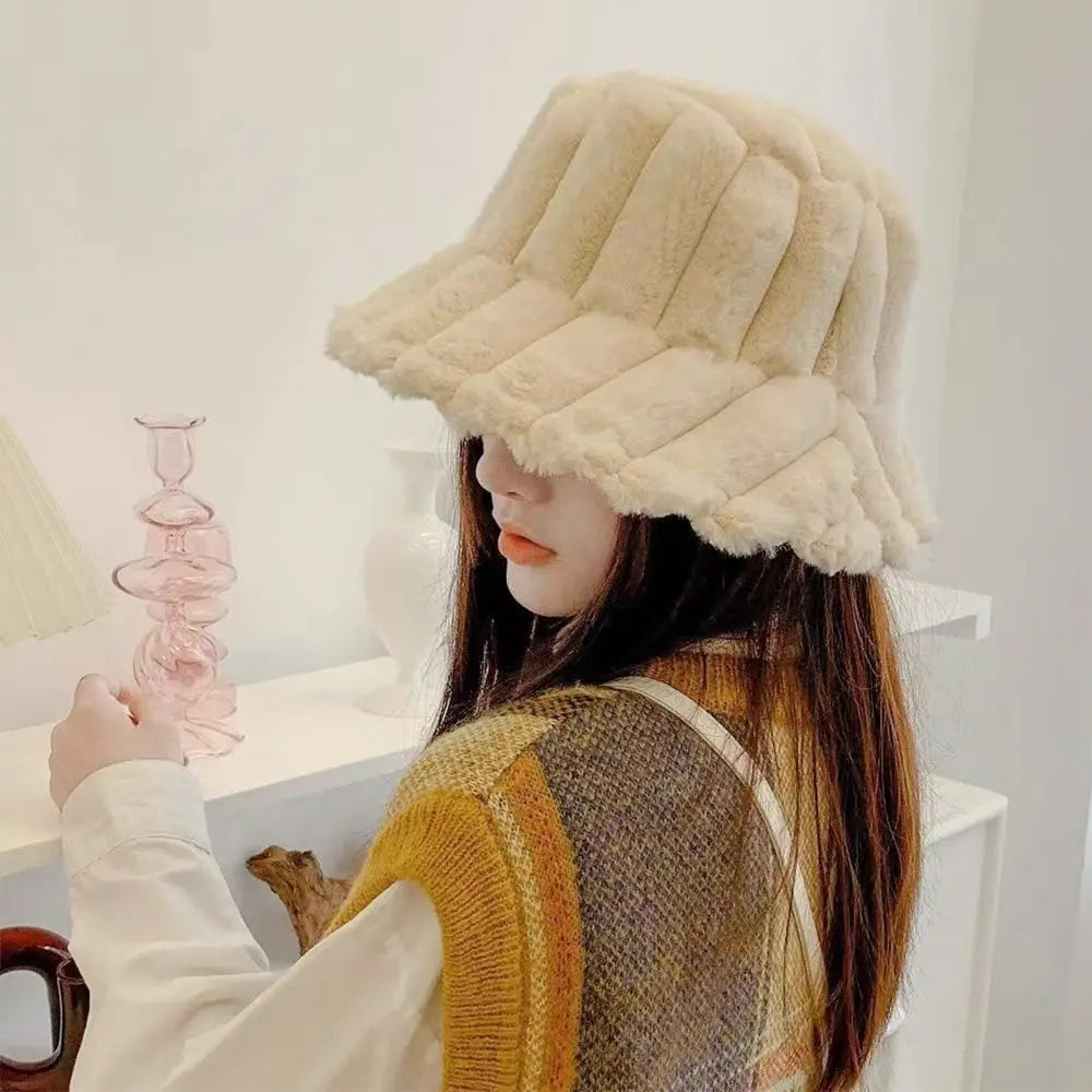 Winter Faux Fur Panama Bucket Hat
