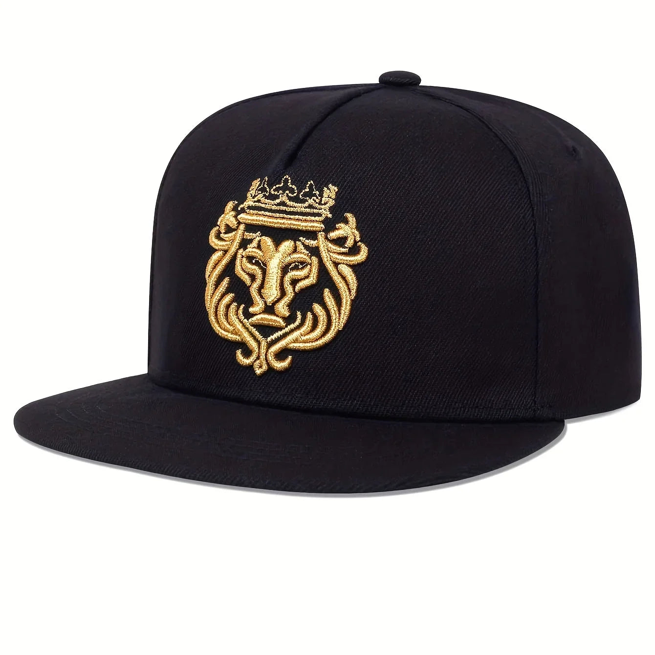 Unisex Lion Embroidered Cotton Hip Hop Snapback Cap