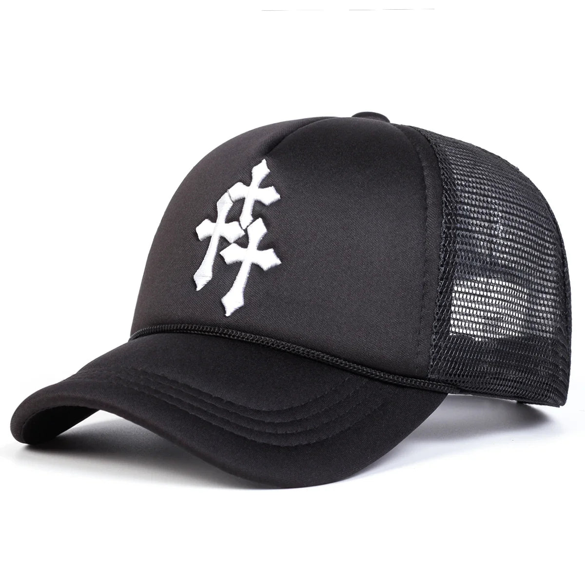 Unisex Cross Embroidery Baseball Net Caps