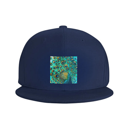 Colorized Aqua Peacock Feather Pattern Snapback Cap
