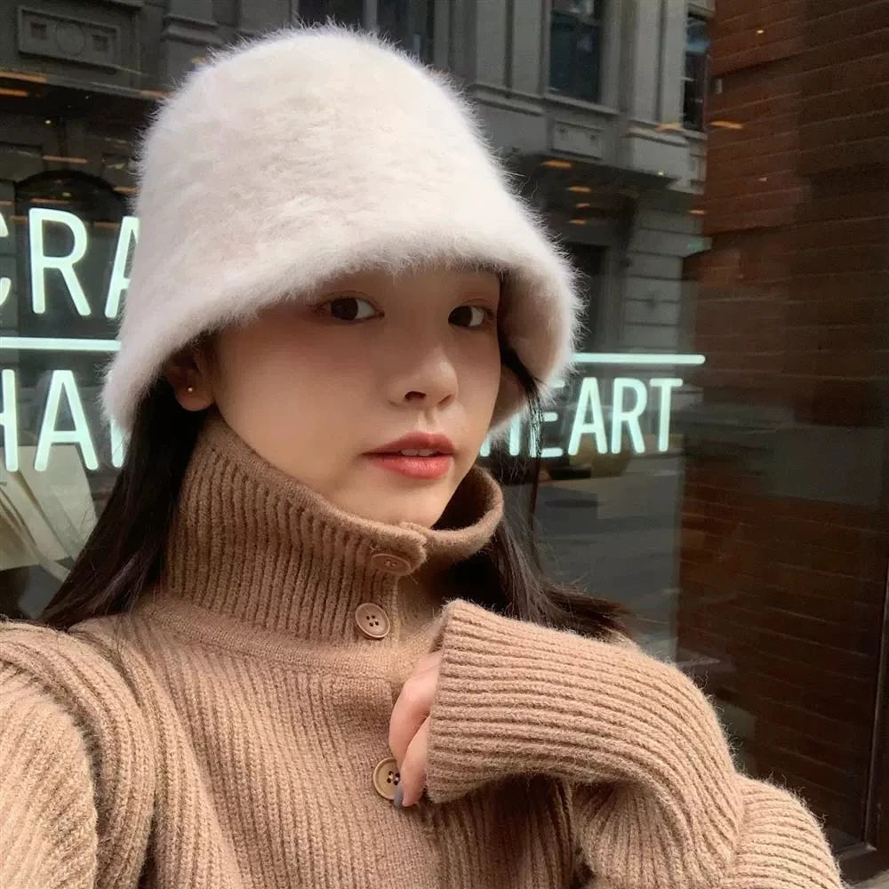Faux Rabbit Fur Bucket Hat