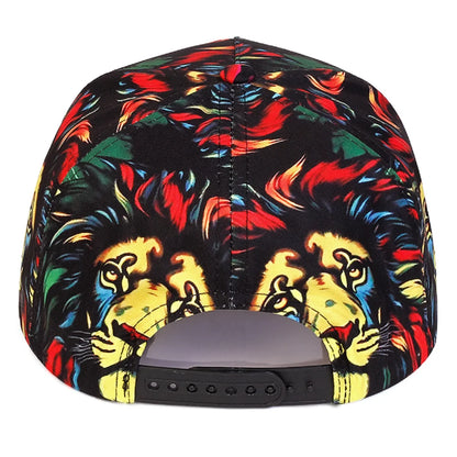 Unisex Colorful Lion Printed Flat Brim Baseball Cap