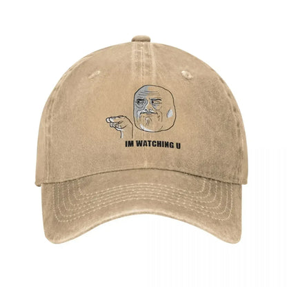 Im Watching You Trollface Denim Baseball Cap