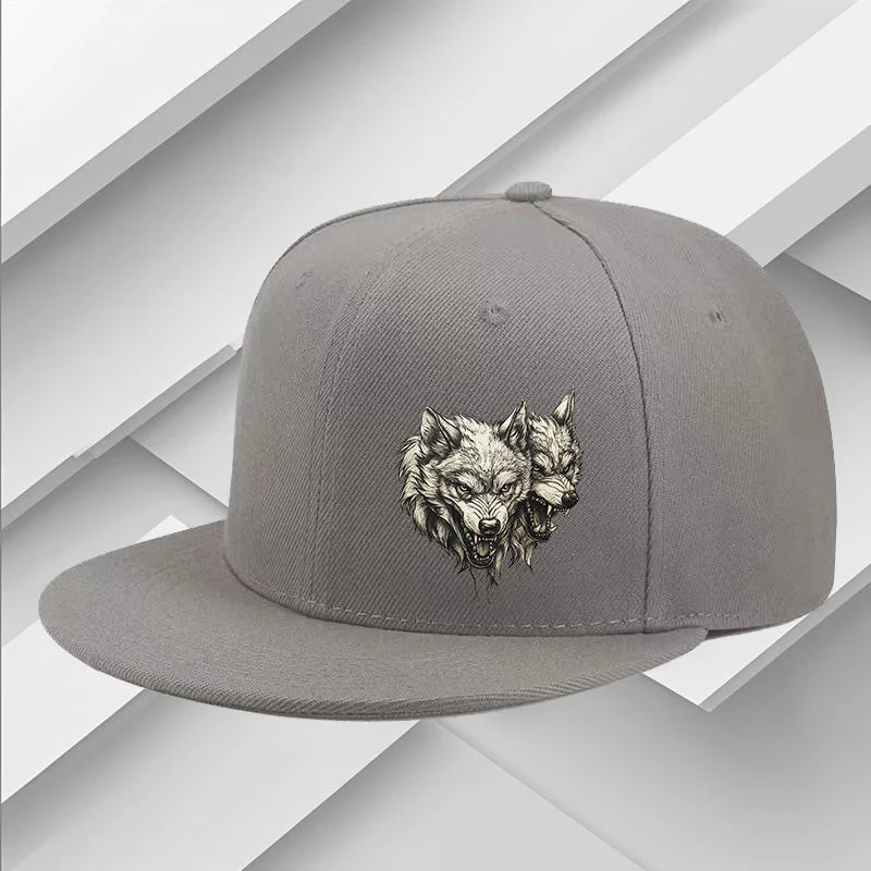Three Headed Fierce Wolf Graphic Snapback Cap
