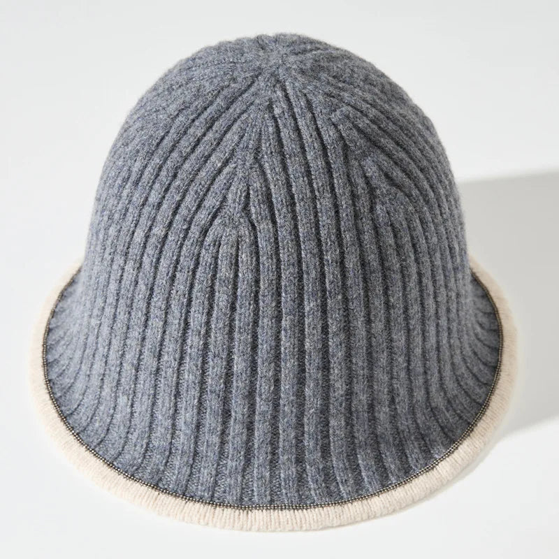 Knitted Wool Buckle Bucket Hat