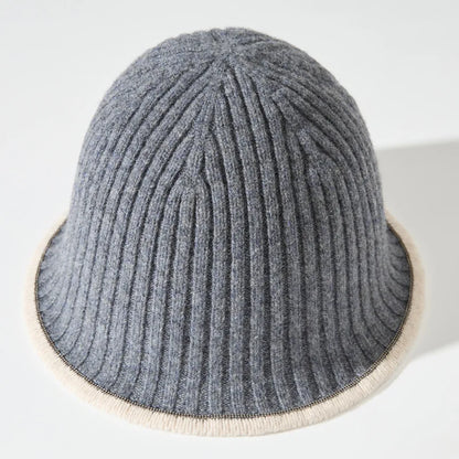 Knitted Wool Buckle Bucket Hat