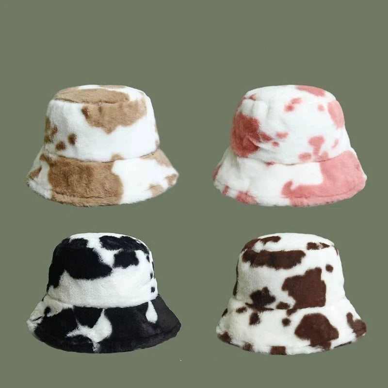 Cow Print Autumn Winter Fisherman Bucket Hat