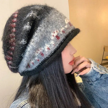 Women's Fair Isle Cuffed Winter Knit Bucket Hat