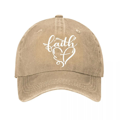 Vintage Faith Heart Washed Cotton Family Baseball Cap