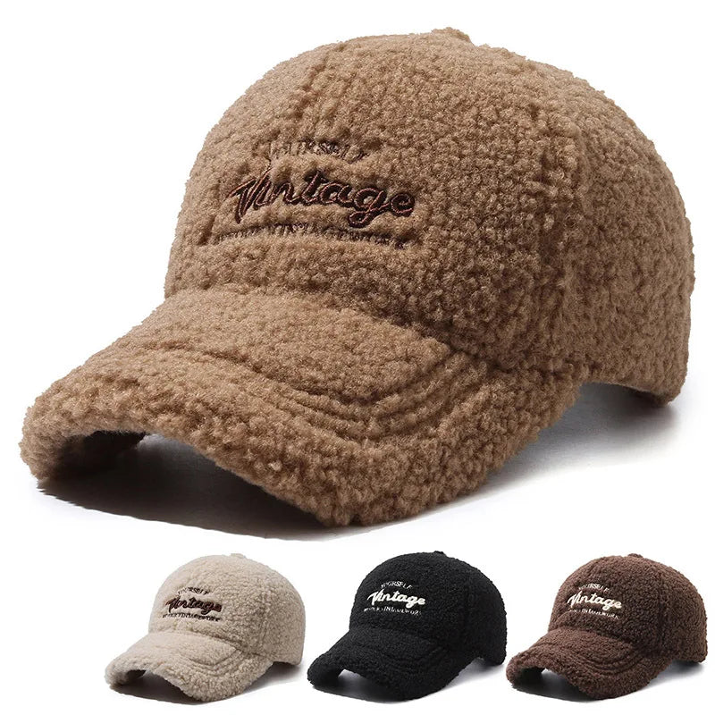Trendy Lambswool Windproof Women Baseball Cap
