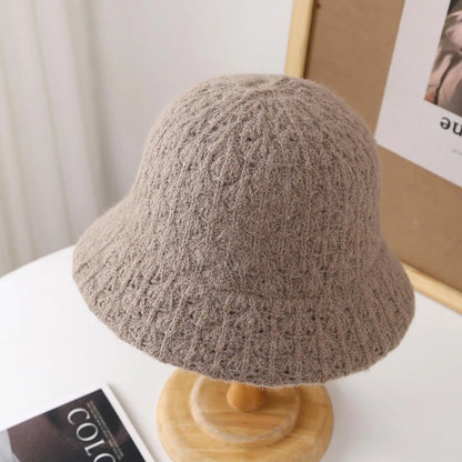 Vintage French Knit Round Top Bucket Hat
