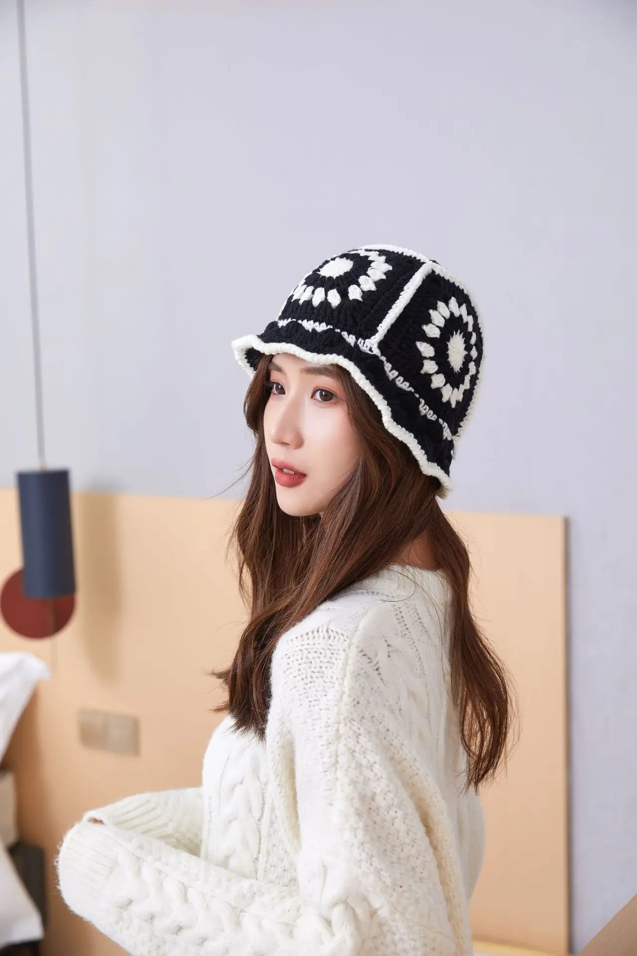 Hollow Crochet Knit Foldable Floppy Beach Bucket Hat