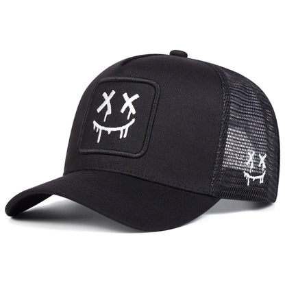 Unisex XX Smiling Face Embroidered Mesh Baseball Cap