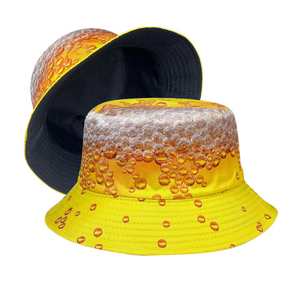 Yellow Beer Bubble Reversible Festival Bucket Hat