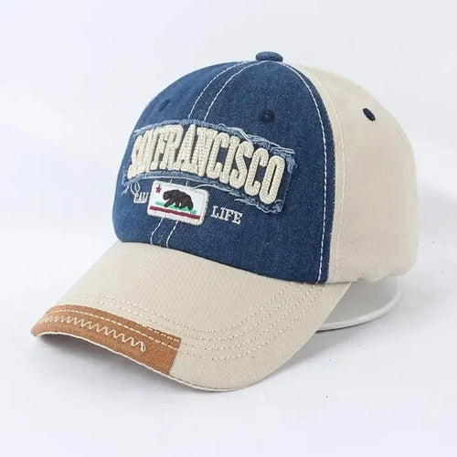 Trendy Distressed Cotton Embroidered Adjustable Baseball Cap