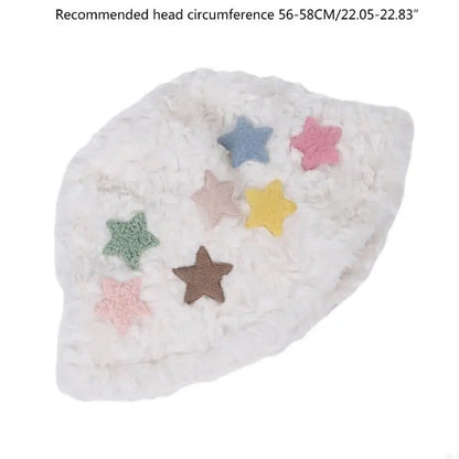 Womens Winter Star Warm Plush Bucket Hat
