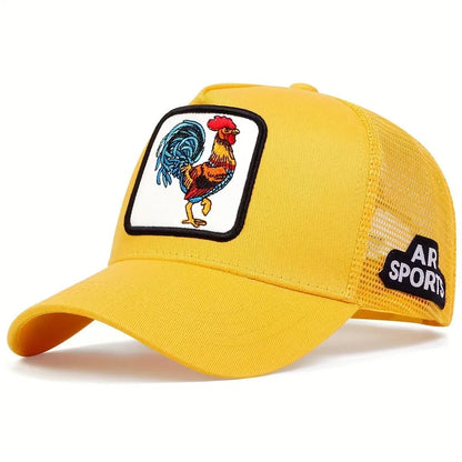 Animal Embroidered Rooster Mesh Baseball Cap