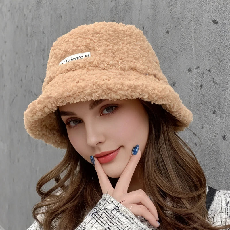 Korean Lamb Wool Retro Cute Bucket Hat