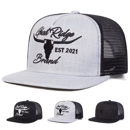 Bullhead Letter Embroidery Mesh Snapback Cap