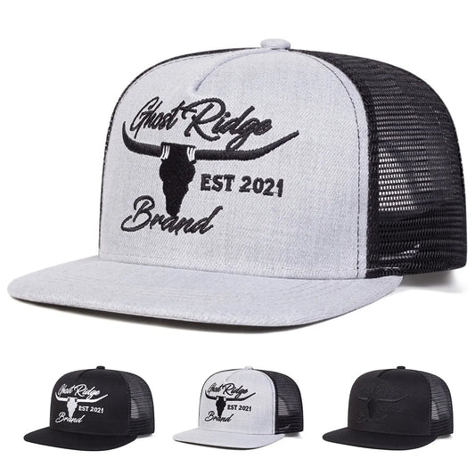 Bullhead Letter Embroidery Mesh Snapback Cap