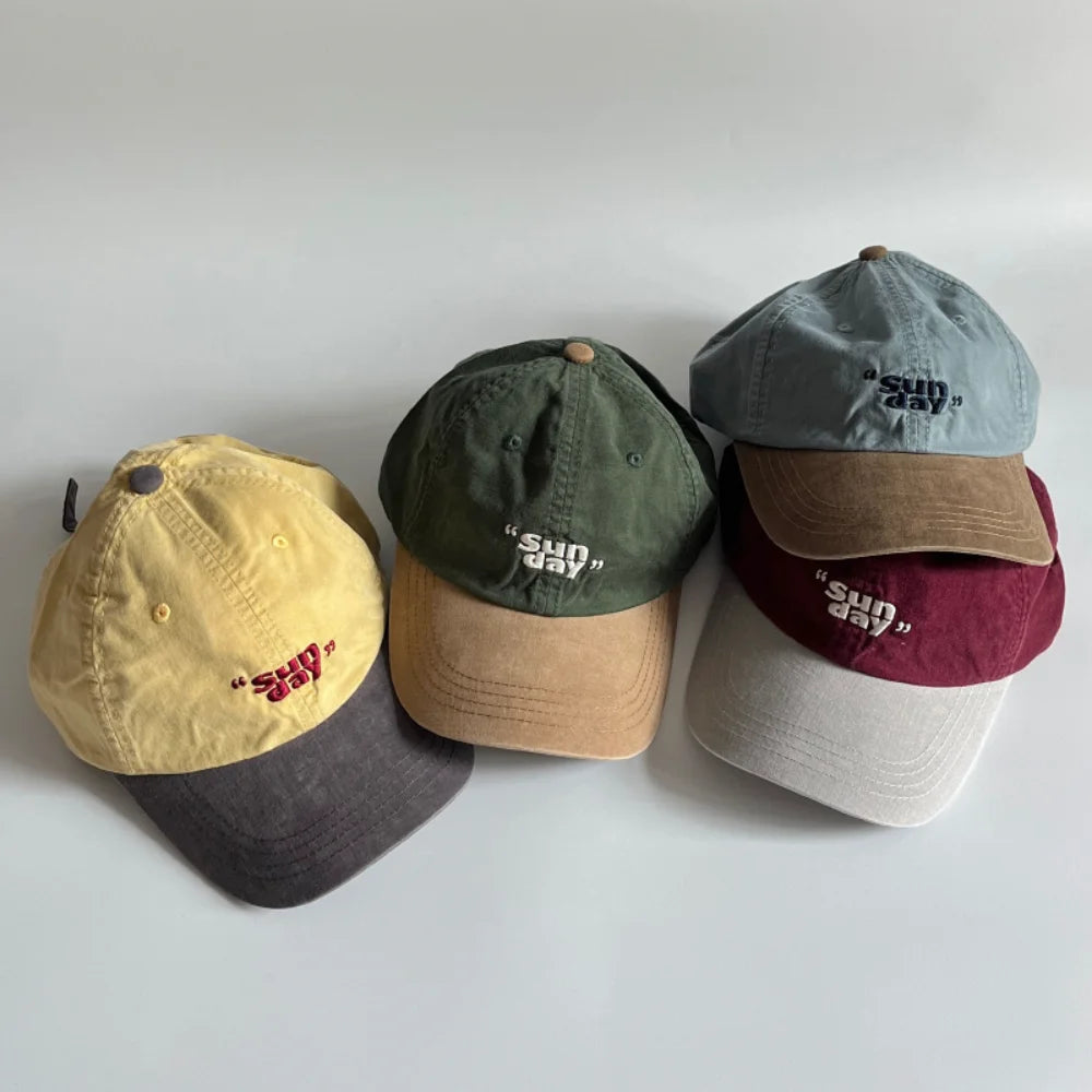 Sun Day Letter Embroidered Cotton Snapback Baseball Hat