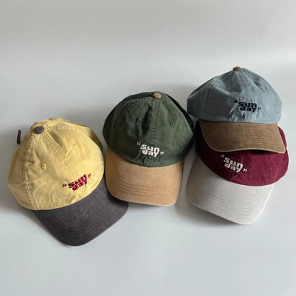 Sun Day Letter Embroidered Cotton Snapback Baseball Hat