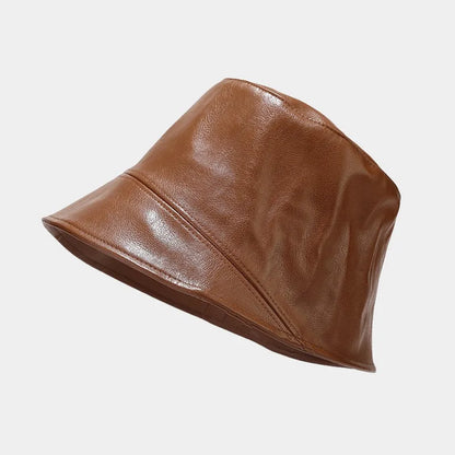 PU Solid Color Bucket Hat for Women and Girls
