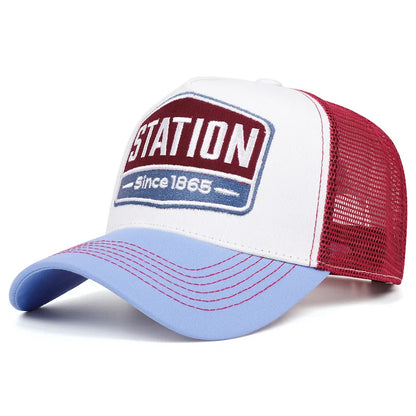 Unisex Baseball Cap Classic STATION Letter Pattern Mesh Cap