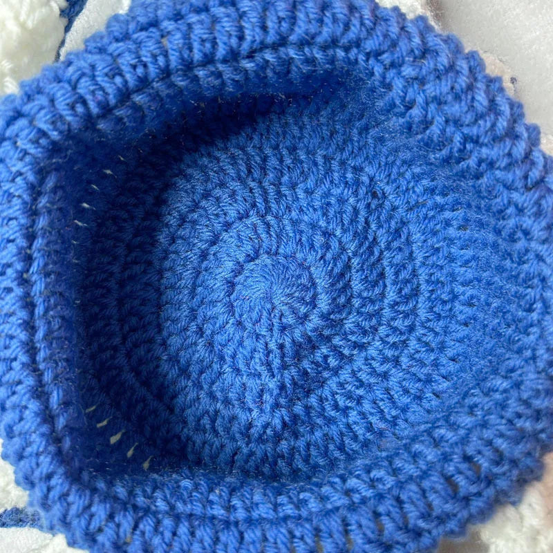 Handmade Crochet Conical Ruffled Brim Bucket Hat
