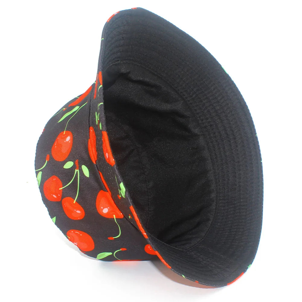 Reversible Cherry Print Unisex Bucket Hat