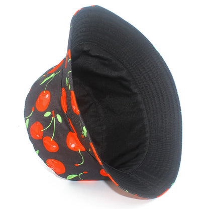 Reversible Cherry Print Unisex Bucket Hat