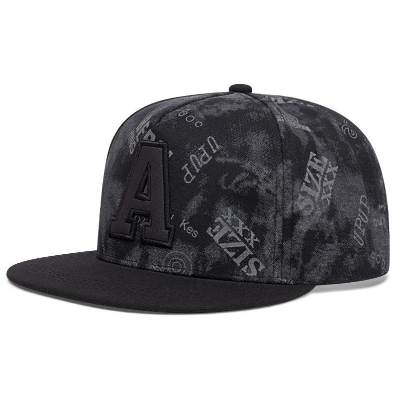 A Graffiti Embroidered Flat Brim Baseball Hat